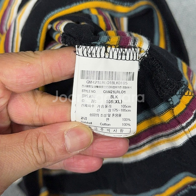 르꼬끄 남성 스트라이프 블랙 긴팔 티 105(XL)--3