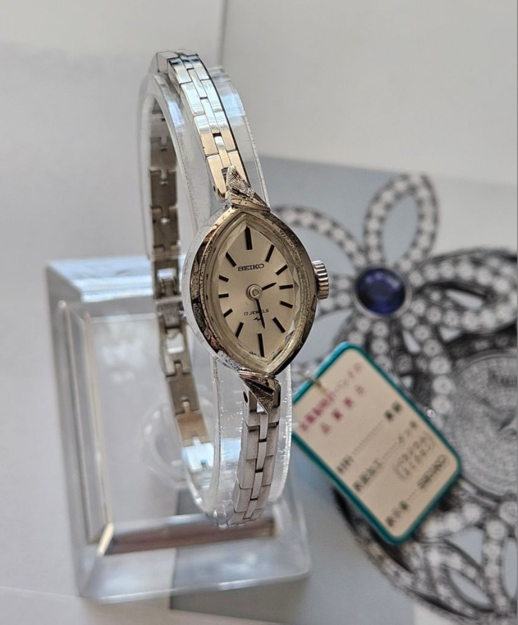 빈티지 세이코 여성용 수동태엽식 메탈 시계 /JAPAN--4