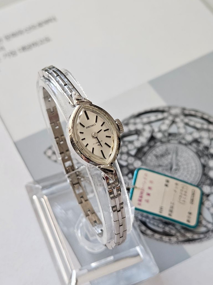 빈티지 세이코 여성용 수동태엽식 메탈 시계 /JAPAN--5