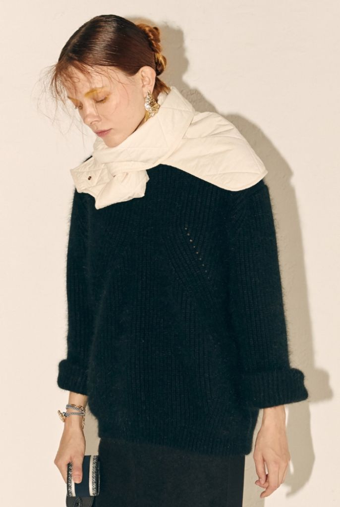 제이청 J.chung lego 누빔 패딩 머플러 어부바 케이프 숄 목도리 아이보리 퀼팅 이미지