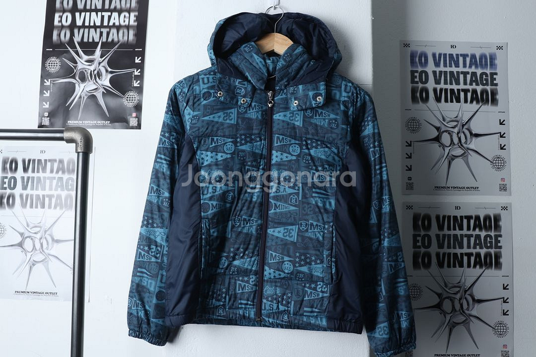 W(S-M) 먼싱웨어 패딩 점퍼자켓 네이비 경량--1