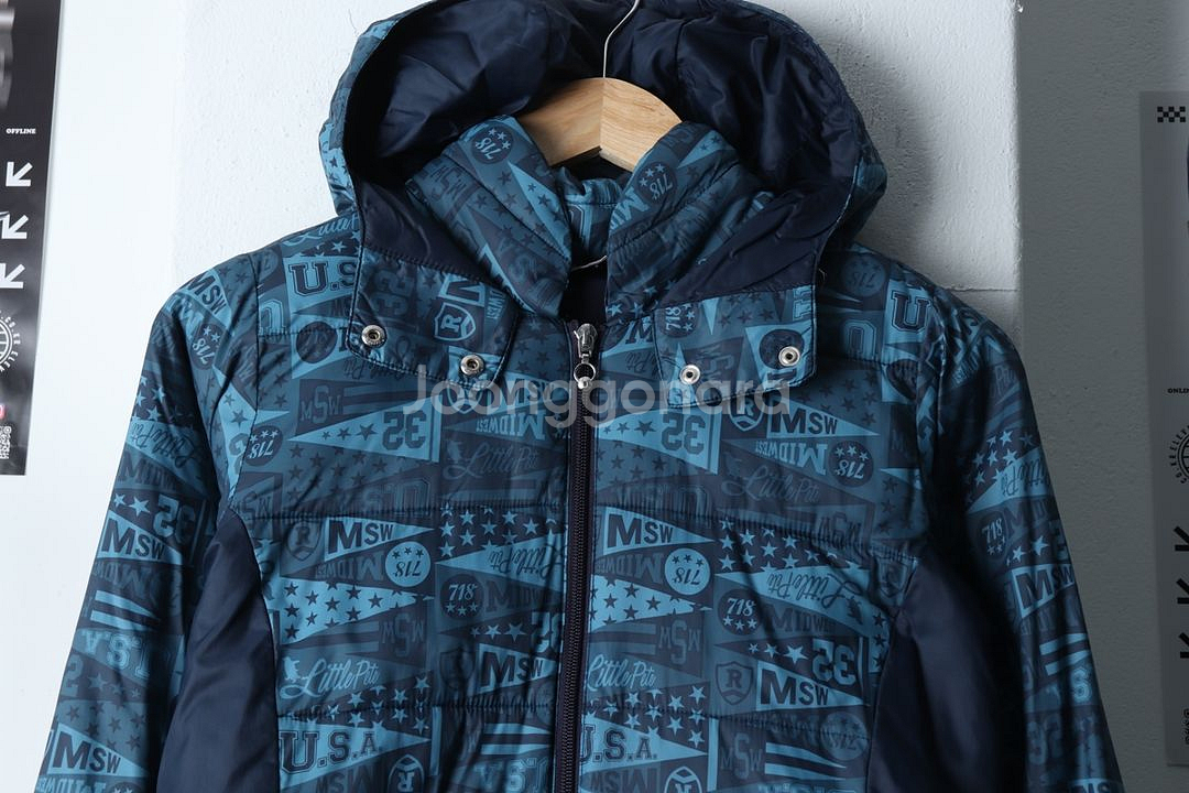 W(S-M) 먼싱웨어 패딩 점퍼자켓 네이비 경량--2