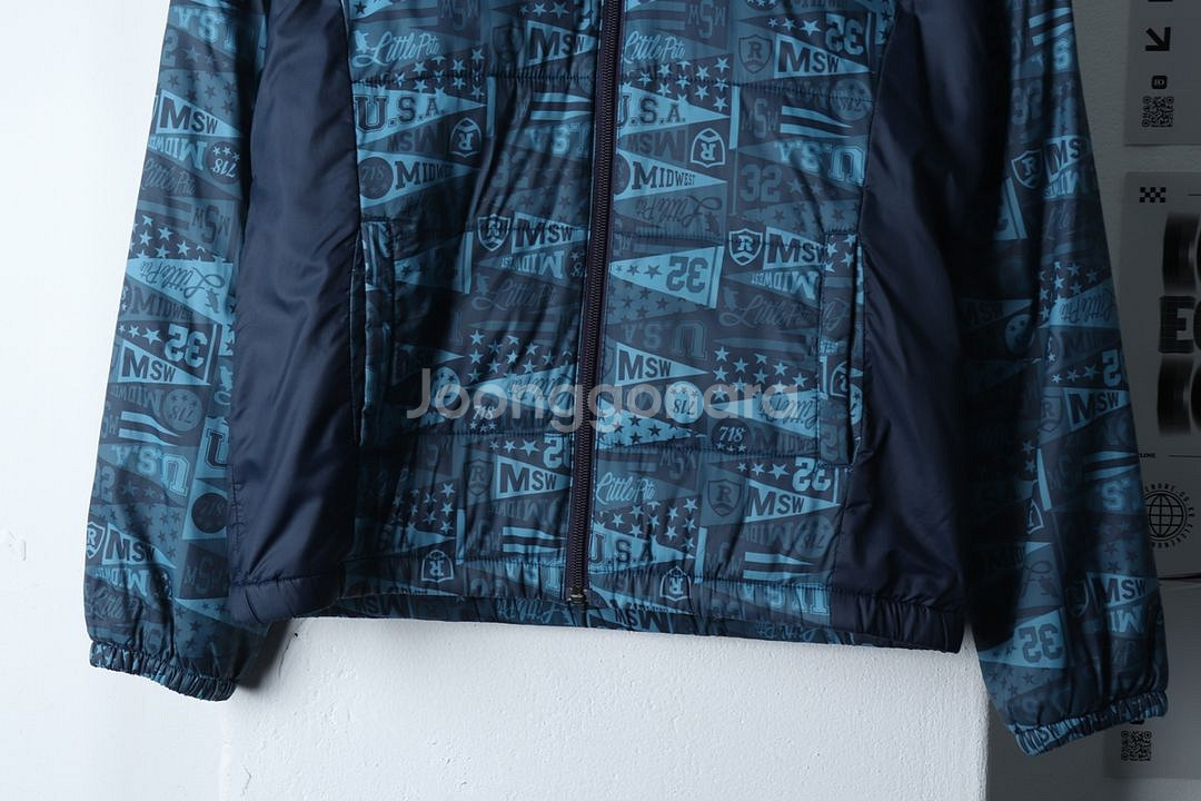 W(S-M) 먼싱웨어 패딩 점퍼자켓 네이비 경량--3