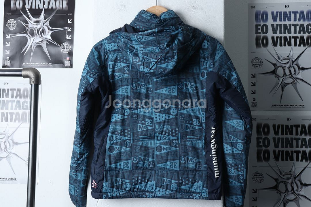 W(S-M) 먼싱웨어 패딩 점퍼자켓 네이비 경량--6