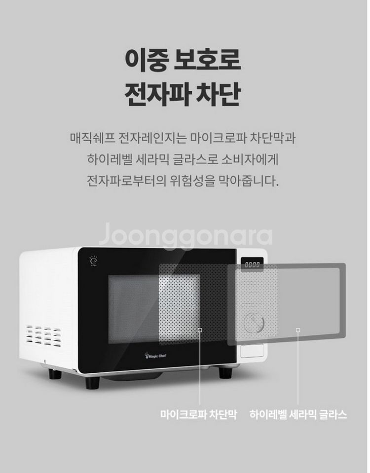 매직쉐프 무회전 플랫 전자레인지 전자파차단--3