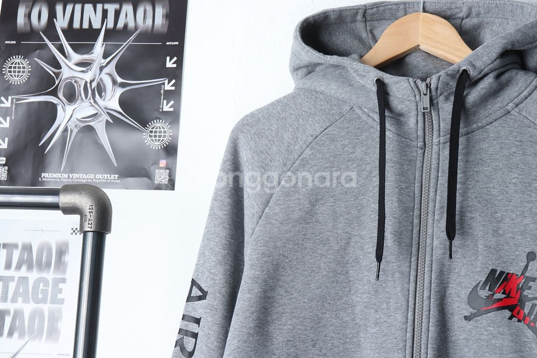 (M-XL) 조던 후드집업 그레이 기모--2