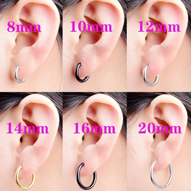 새 골드 원터치 12mm 링 귀걸이 데일리 금 선물 이미지