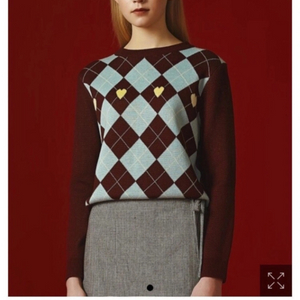 마가린핑거스 하트 아가일 니트 여성니트 55사이즈 ~