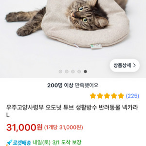 오도넛 생활방수 넥카라 L 강아지 고양이