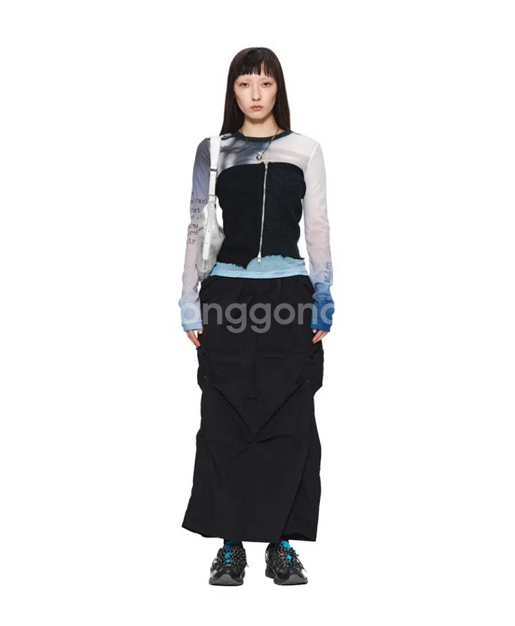 마뗑킴 하이브리드 셔링 맥시 롱스커트 S사이즈 치마--1