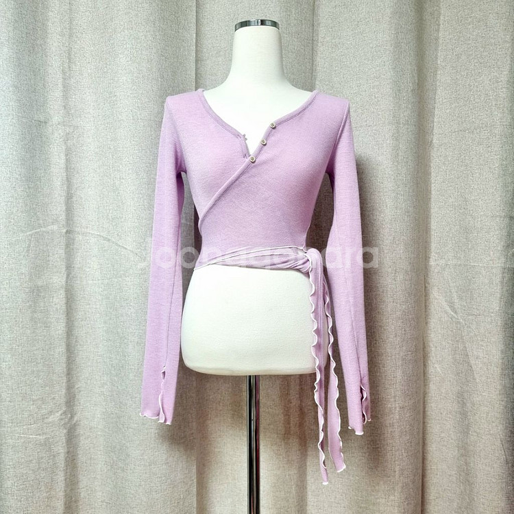 [새상품] 그란데라인 리본타이업 가디건 라벤더(미디움)--1