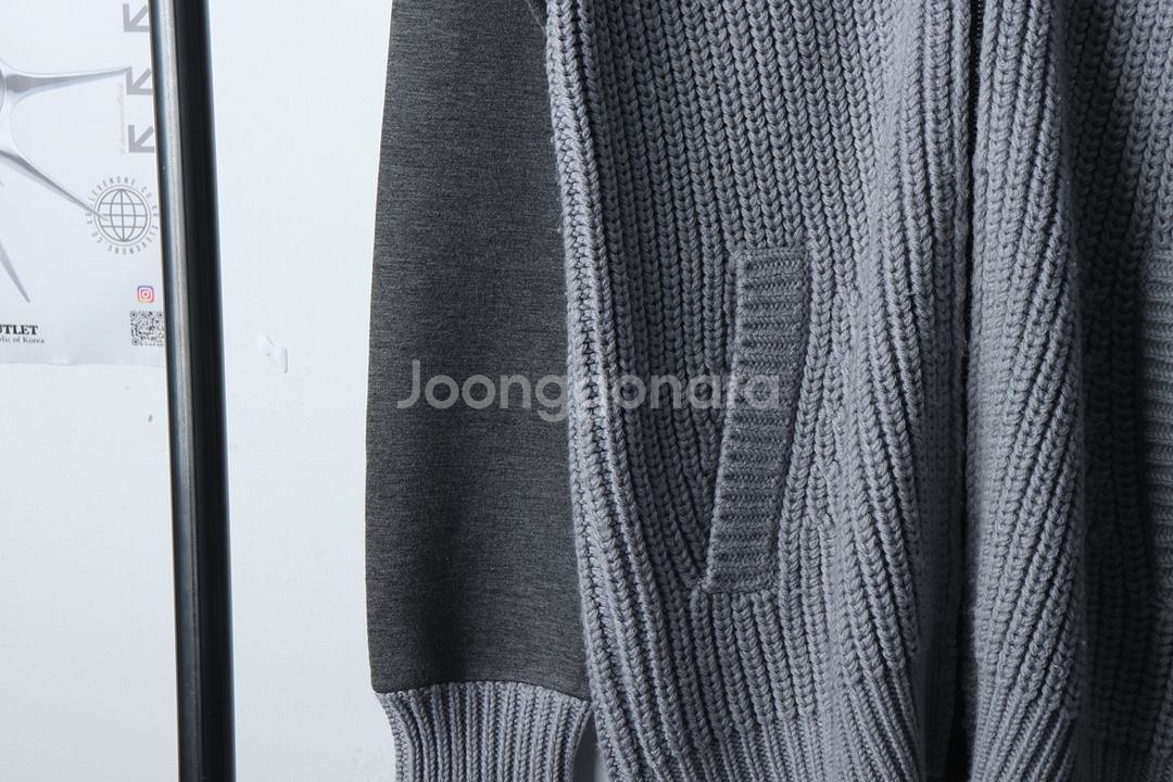 W(L-XL) 보그너 니트집업 데미지 그레이 울--3
