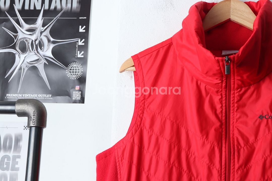 (XL) 컬럼비아 패딩 점퍼자켓 레드 조끼 한정판--2