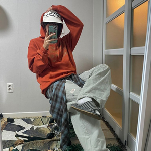 오버핏후드티 오렌지컬러