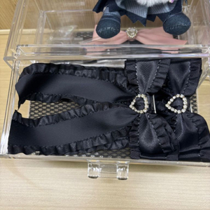 양산형 지뢰계 블랙 리본 머리핀 브로치 핀 리본 반지