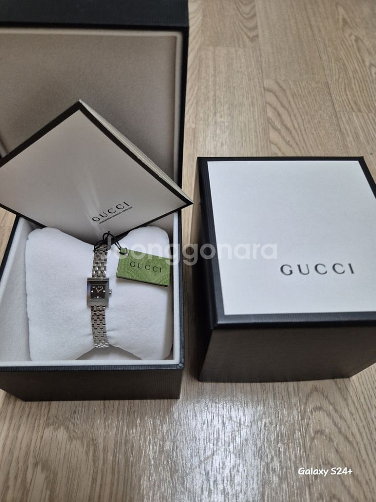 GUCCI G-프레임 다이아몬드 블랙 메탈 여성시계--6