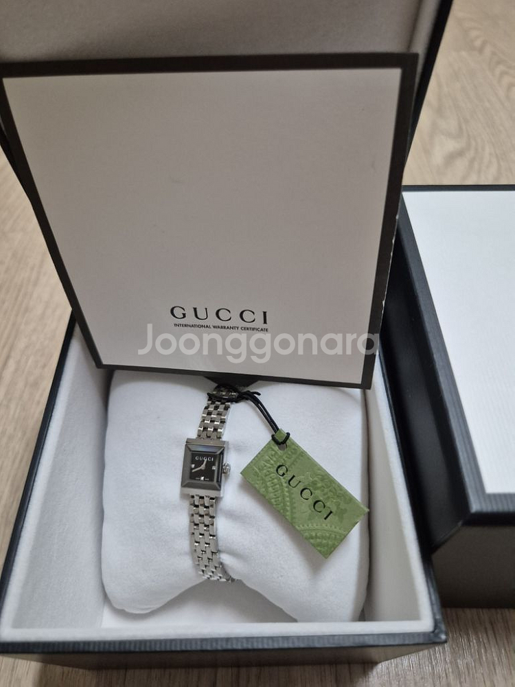 GUCCI G-프레임 다이아몬드 블랙 메탈 여성시계--8