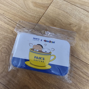 빽다방 짱구 미니 틴케이스.스티커세트 1통 미개봉새것