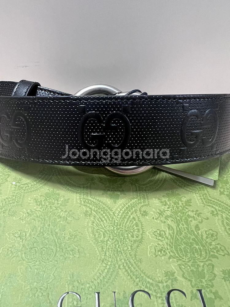 구찌 GG마몽 엠보스 레더 벨트 80cm--2