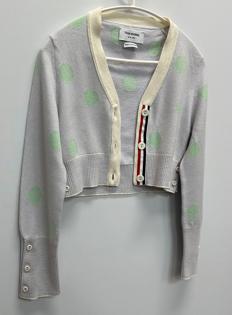 톰브라운 폴카 도트 크롭 캐시미어 가디건 ( 40 )--1
