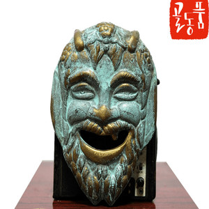 고미술품 고대 그리스 사티로스 청동 벽 가면 엔틱소품