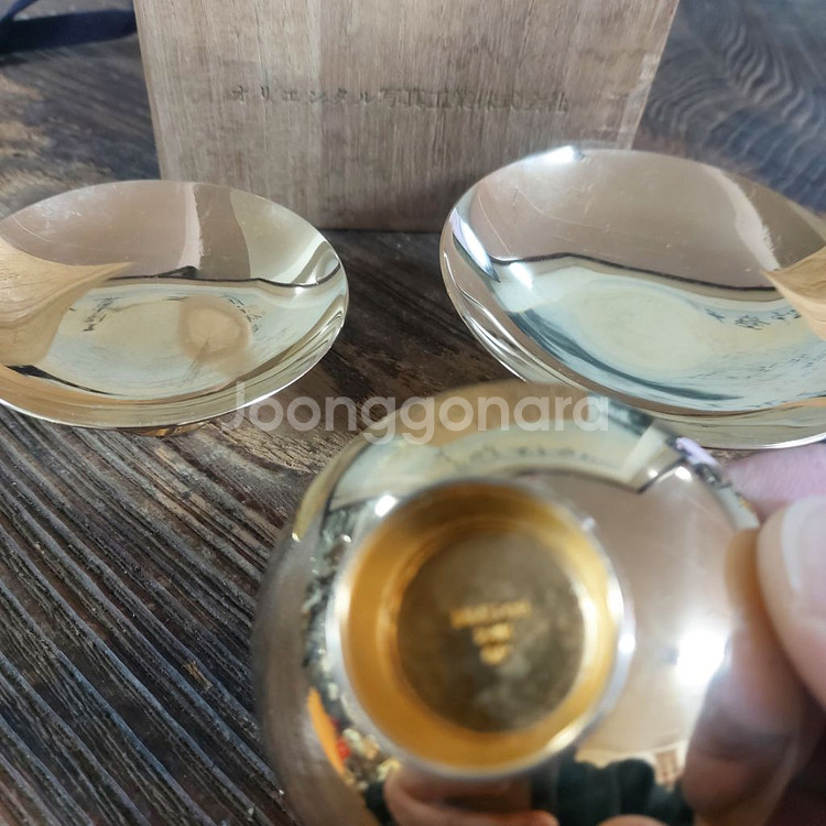 금도금 사케잔 3개--2