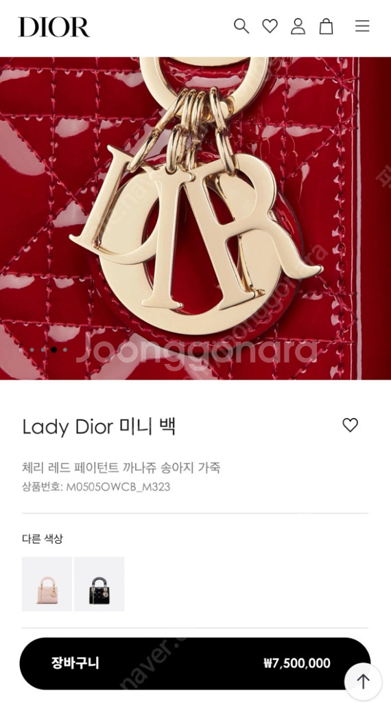 디올 레이디백 페이던트 미니 체리레드 3회착용--6