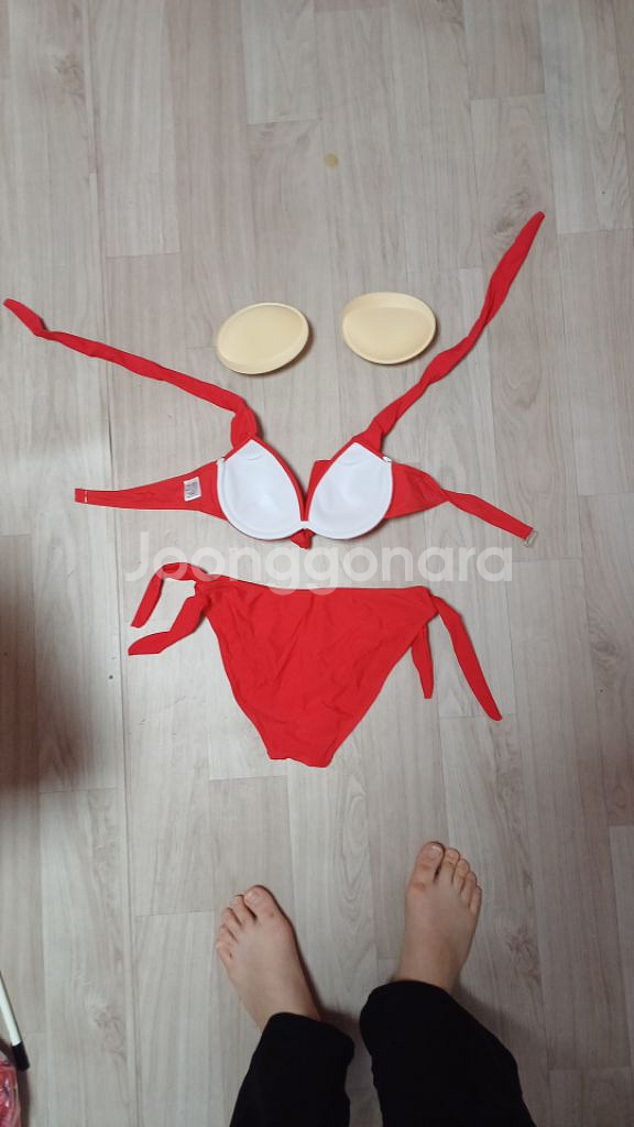 왕브라 빨간 투피스 비키니--1