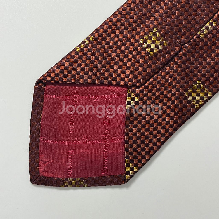 명품 에르메네질도 제냐 넥타이 9.3cm 브라운 컬러--5