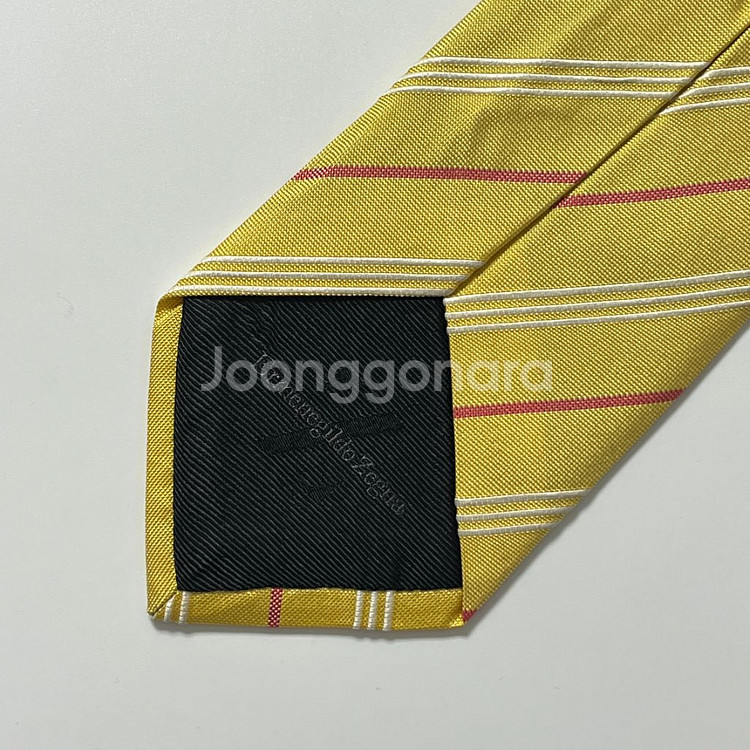 명품 에르메네질도 제냐 넥타이 9cm 옐로우 컬러--5