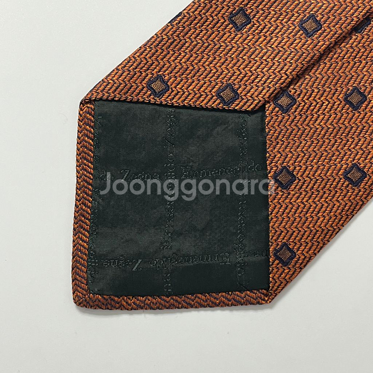 명품 에르메네질도 제냐 넥타이 10cm 브라운 컬러--5