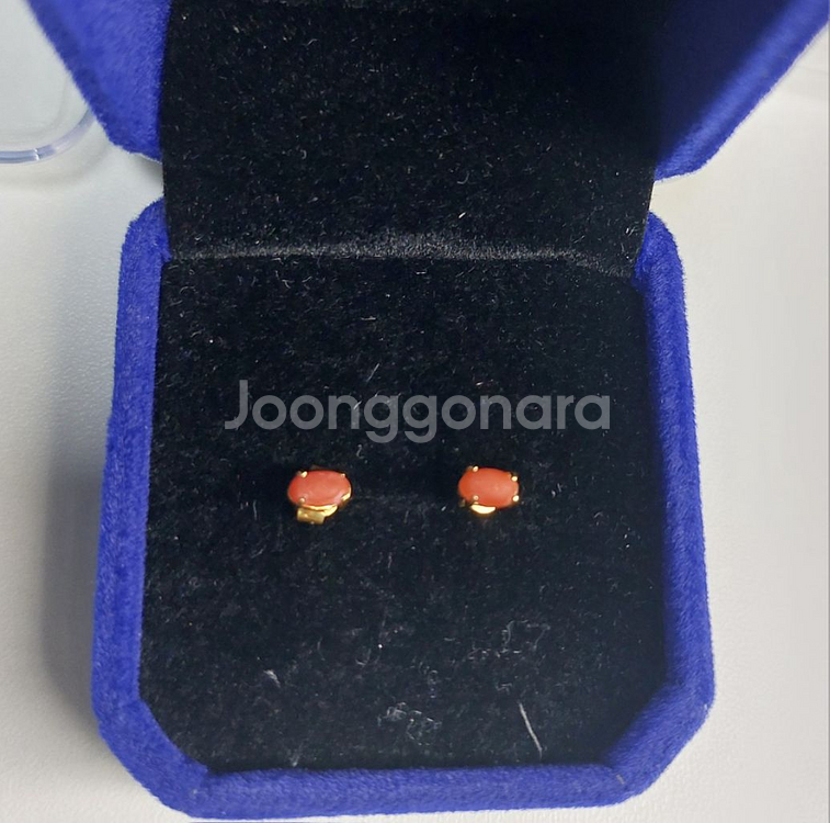 18k 천연 산호 귀걸이 세트--1