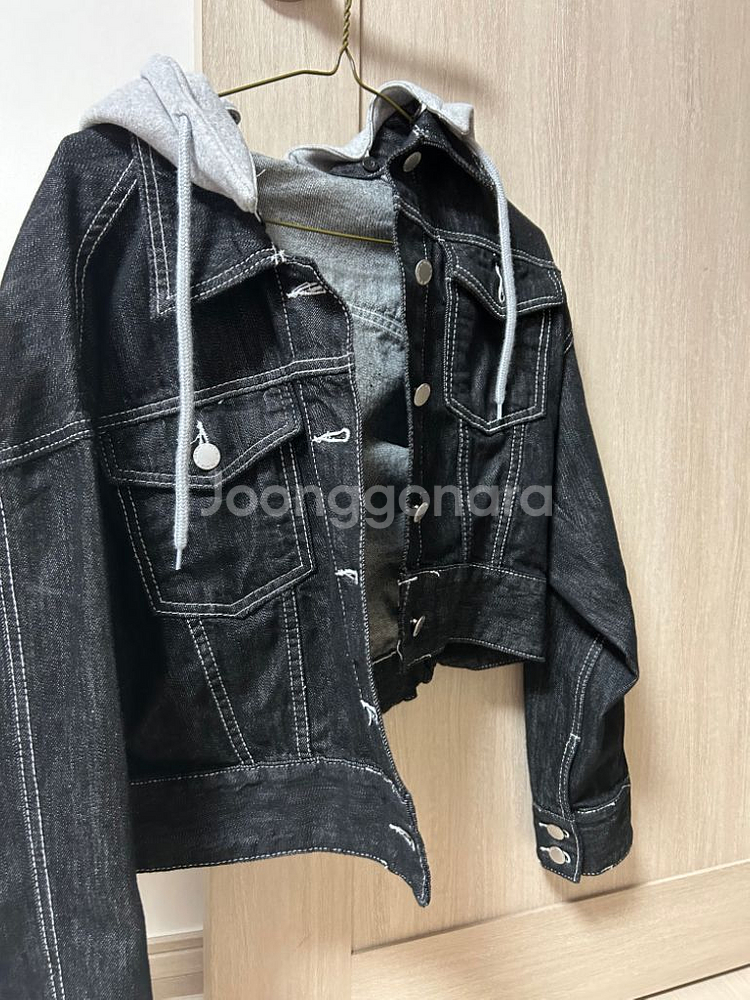 생지데님 크롭자켓 딥블랙--2