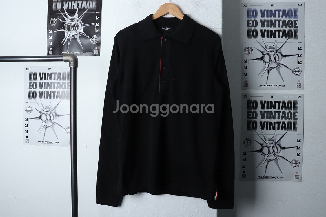 (L-XL) 폴스미스 카라 긴팔티셔츠 블랙 올드스쿨--1