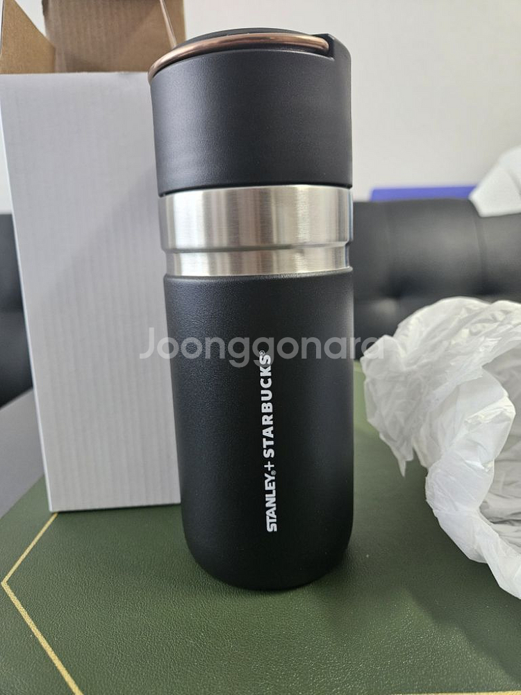 스타벅스 스탠리 보온병 SS 블랙 앤 골드--0