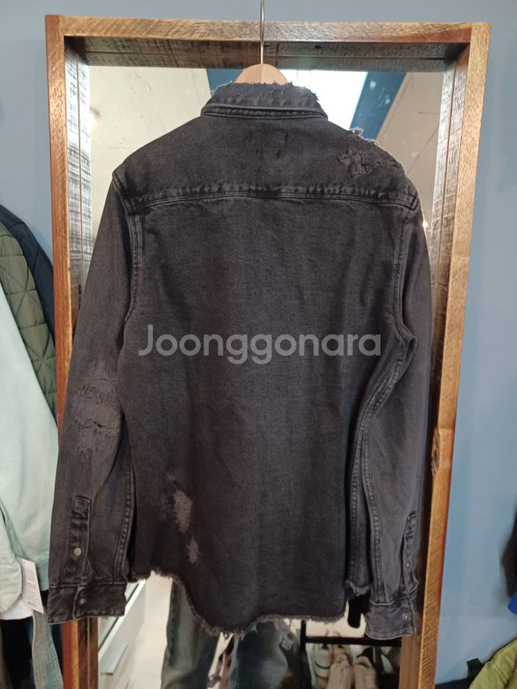 자라 릴렉스드핏 데미지 데님셔츠 자켓 M--1