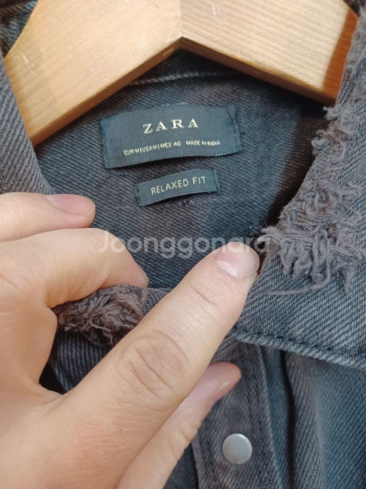 자라 릴렉스드핏 데미지 데님셔츠 자켓 M--2