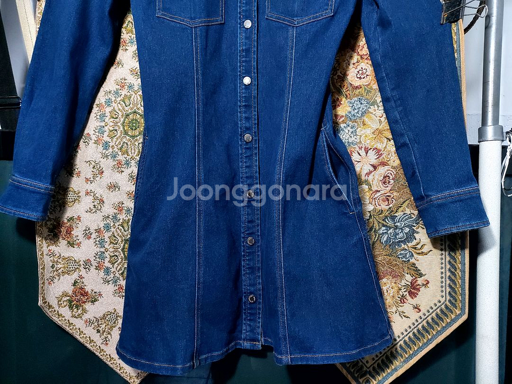 S 망고 스판 원피스 하프 데님 셔츠 자켓--2