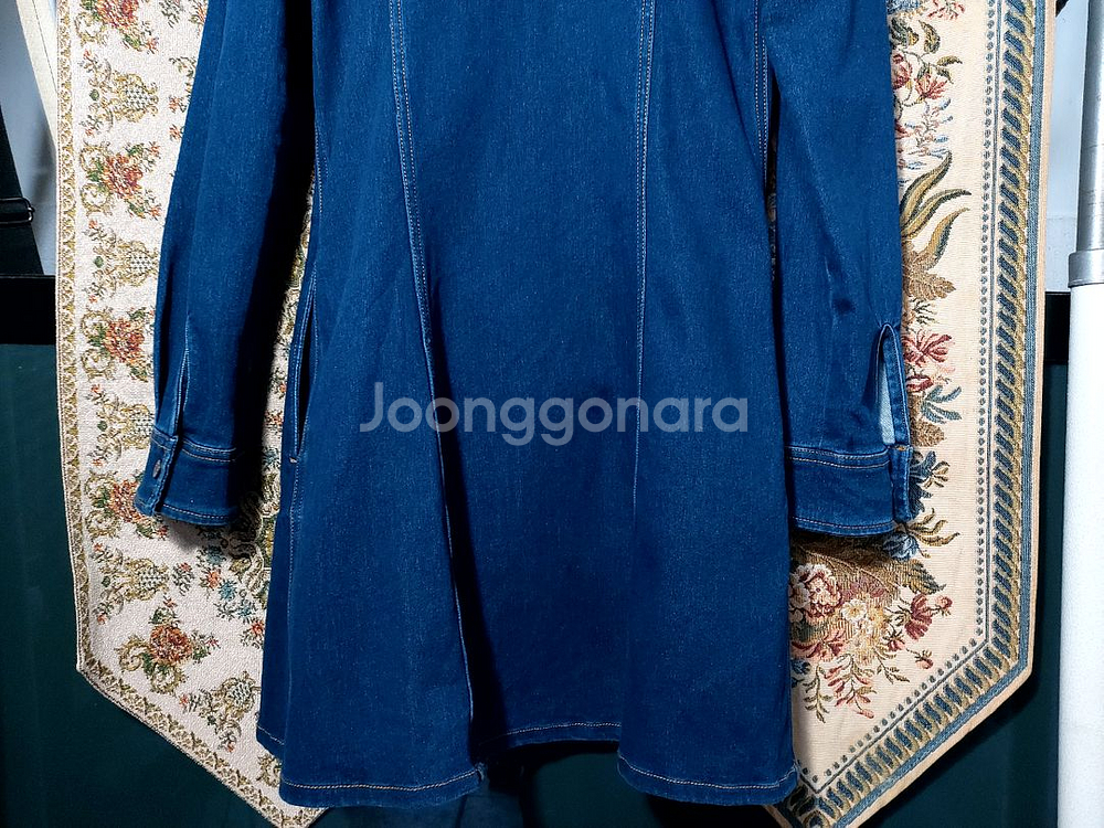 S 망고 스판 원피스 하프 데님 셔츠 자켓--4