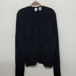 (L) 아르마니 니트집업 블랙 골지 스판 스웨터 캐주얼