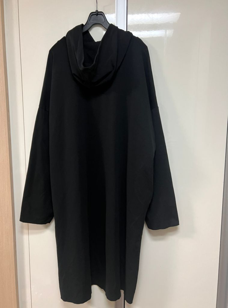 꺌랑 CALIN 롤업 후드 원피스 숏기장 블랙 검정 오버핏 루즈핏 임부복 이미지