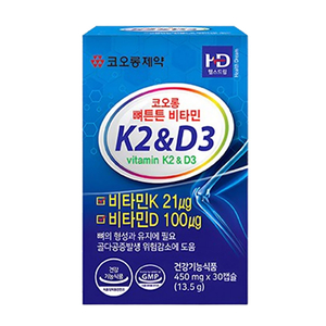 코오롱제약 뼈튼튼 비타민 K2&D3 450mgx30캡슐