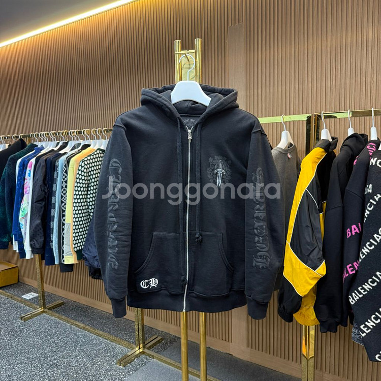 [XL사이즈]크롬하츠 헤비웨이트 대거 로고 후드집업--0