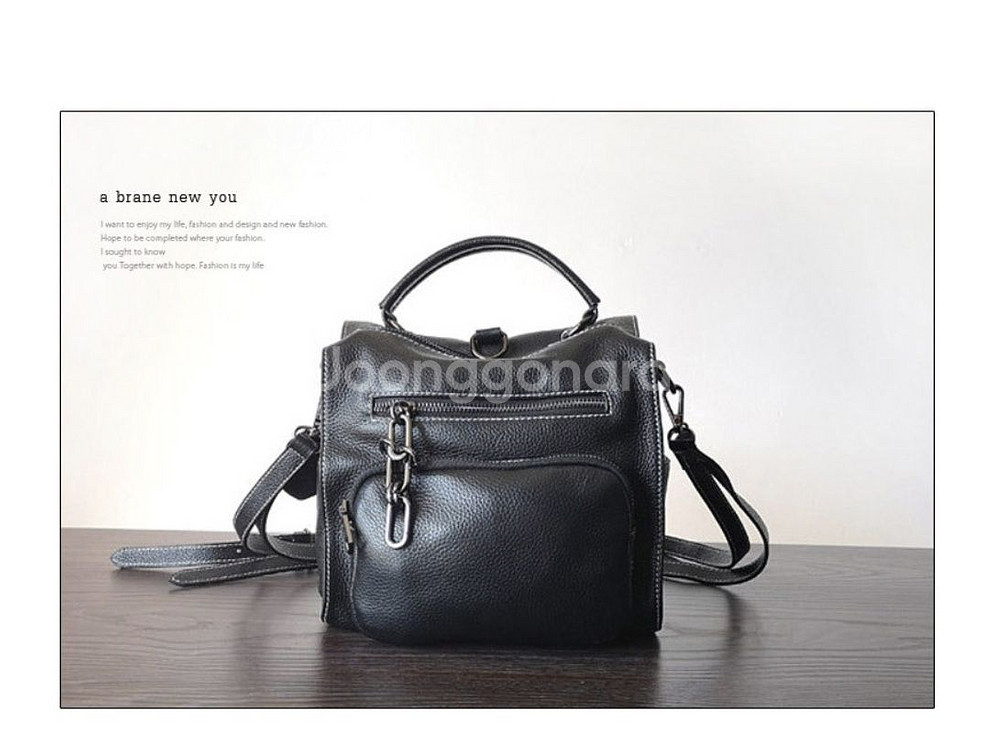 천연소가죽 크로스백 백팩 2way 블랙--5