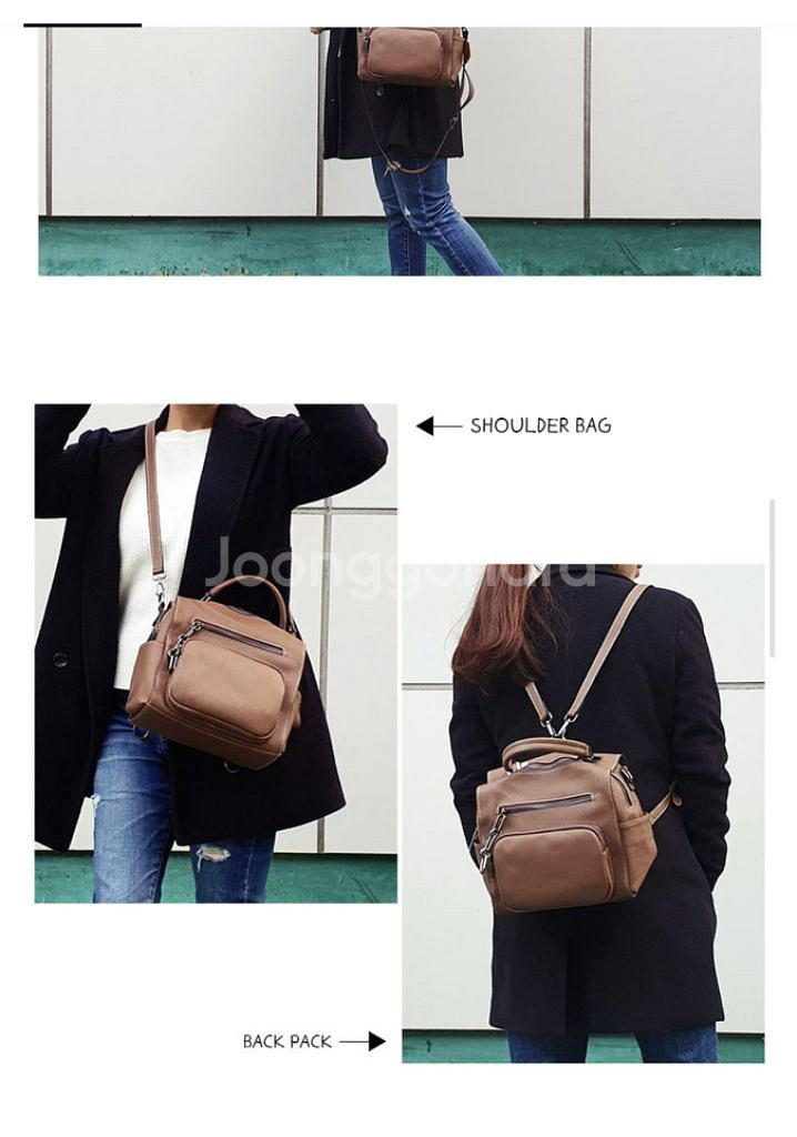 천연소가죽 크로스백 백팩 2way 블랙--6