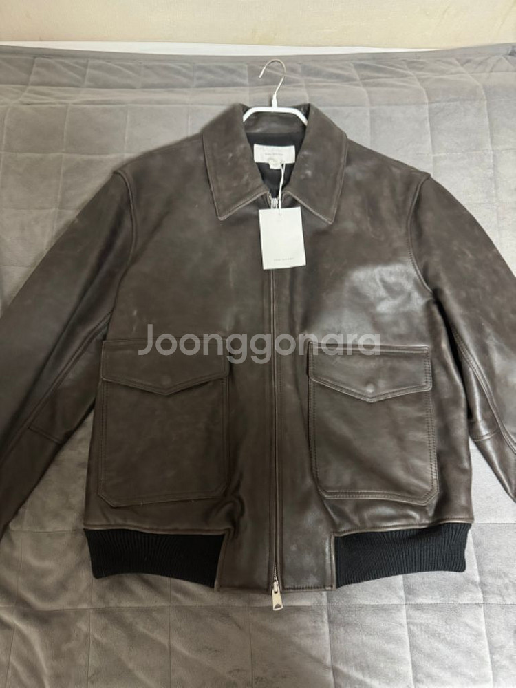 자라 오리진 워싱처리 가죽 자켓 레더 점퍼 XL--5