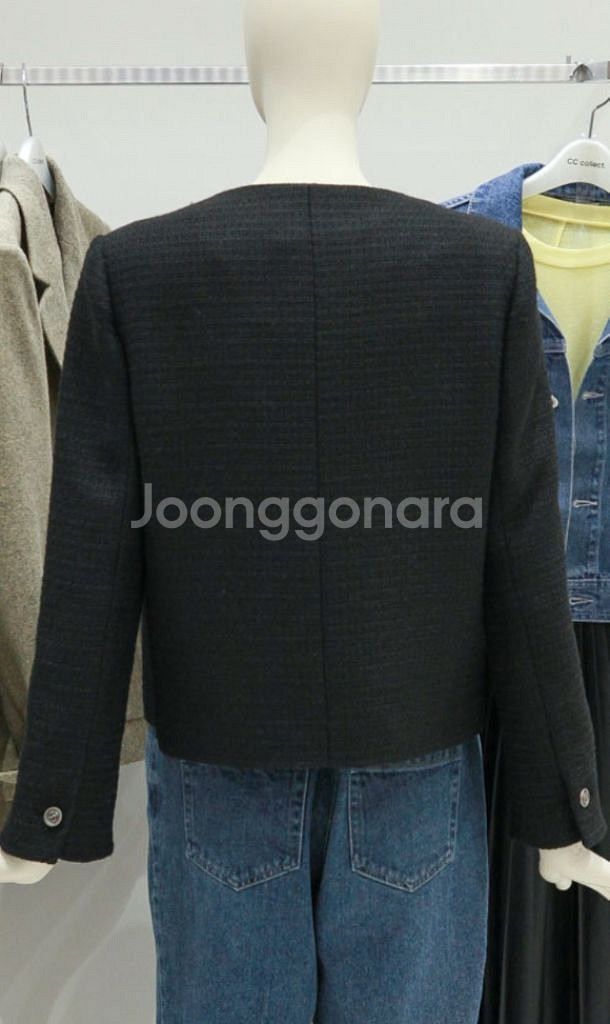 씨씨콜렉트 글리터사 포켓프린지 턴업 트위드자켓 55사이--3
