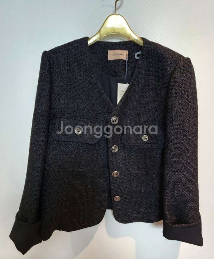 씨씨콜렉트 글리터사 포켓프린지 턴업 트위드자켓 55사이--5