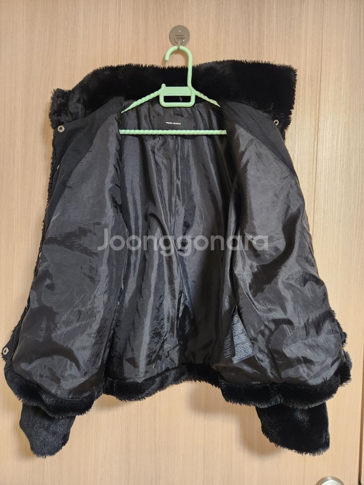 베로모다 인조털 검정페이크털코트 에코퍼자켓--6