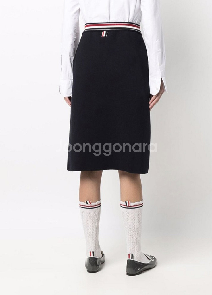 톰브라운 트리밍보우더블페이스스커트 M--0